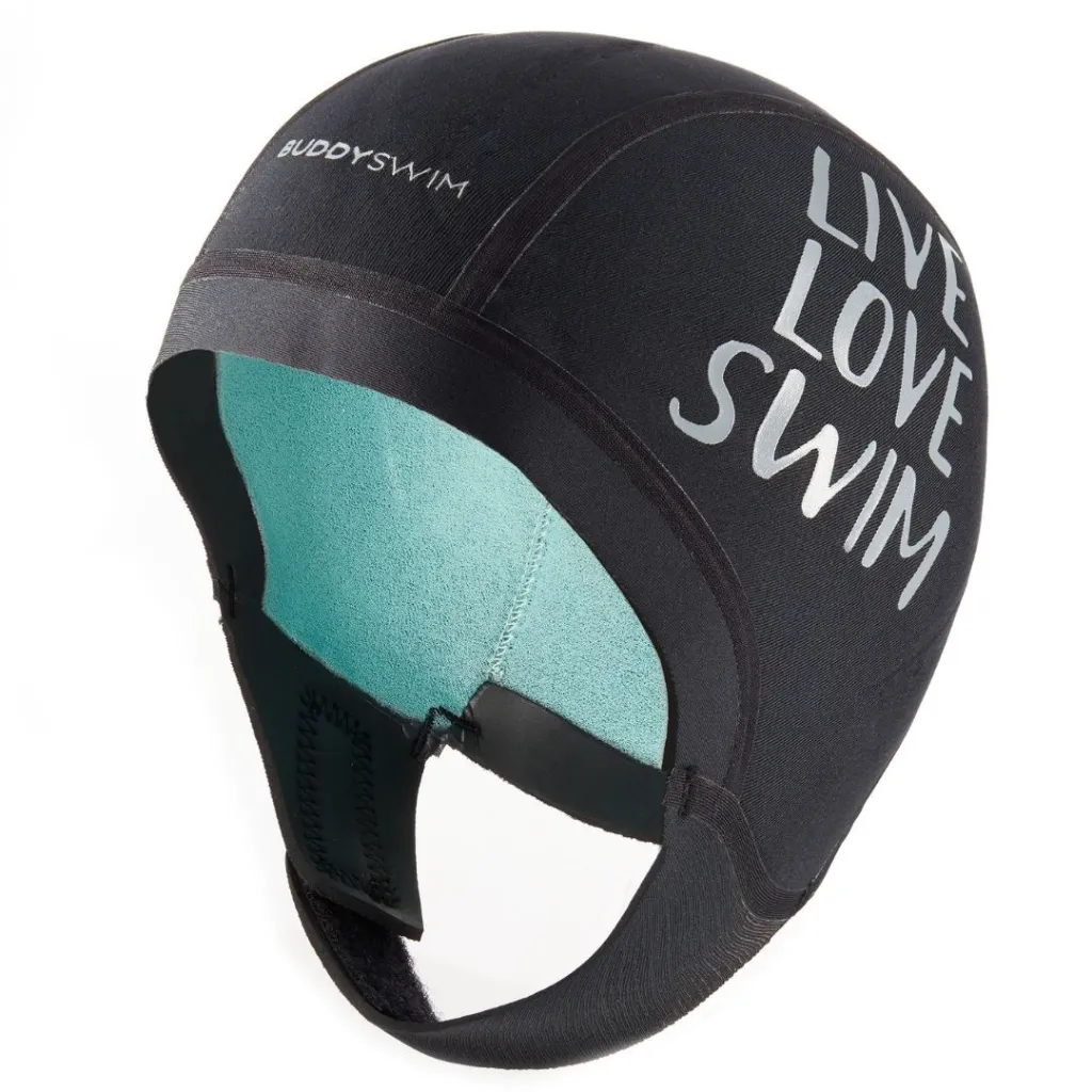 1_BL-40 Gorro de Neopreno 2.5mm BuddySwim con Tirantes, Aislante de Frío para Natación en Aguas Abiertas, Negro,Talla_S.webp