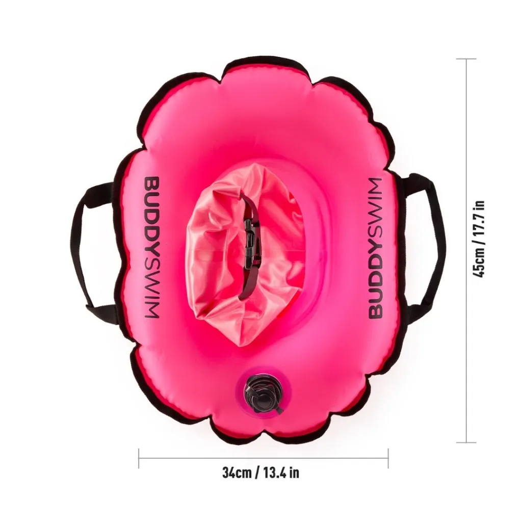 2_BL-06 Boya natación 10L impermeable para guardar pertenencias celular vaso doble valvula BuddySwim Rosa.webp
