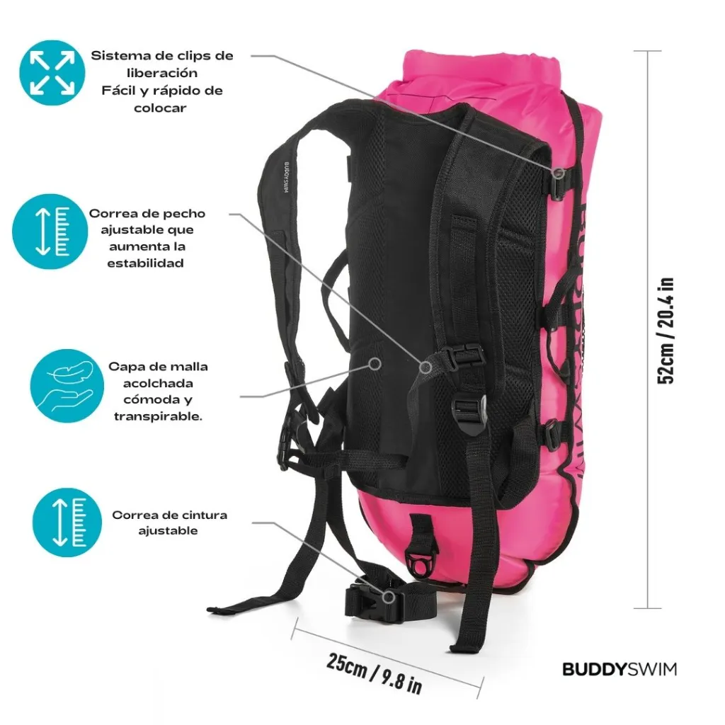 2_BL-23 Mochila Boya Impermeable 28L BuddySwim para Natación, Desmontable y Multifuncional Rosa (1).webp