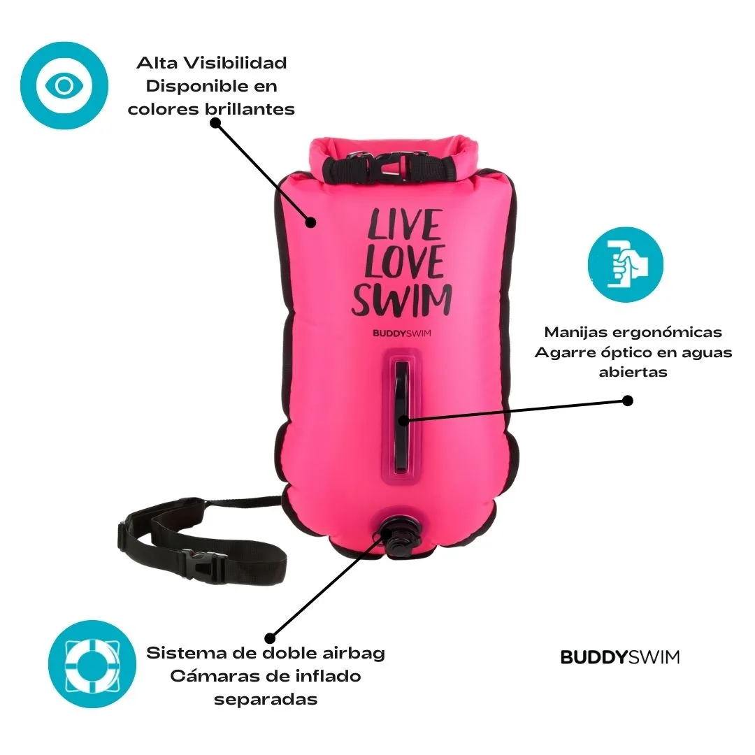 5_BL-13 Boya de Seguridad Impermeable con gorra de silicona 20L BuddySwim para Natación y Almacenamiento con gorra silicona Rosa (2).webp