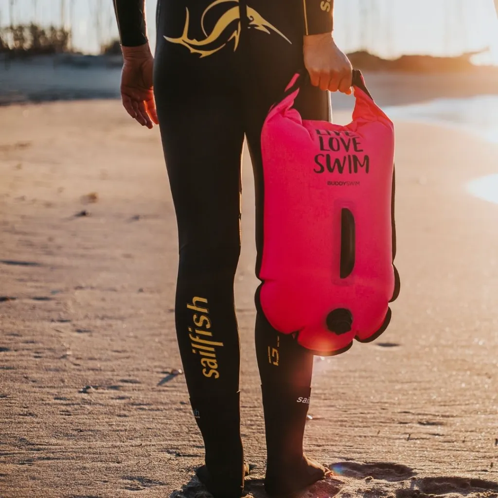 7_BL-13 Boya de Seguridad Impermeable con gorra de silicona 20L BuddySwim para Natación y Almacenamiento con gorra silicona Rosa.webp