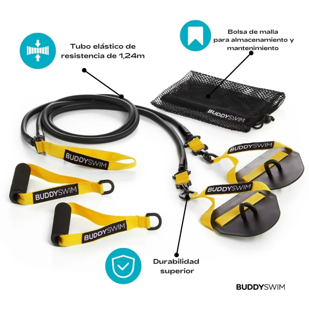 2_BL-03 Ligas de Resistencia BuddySwim para Entrenamiento de Natación y Fuerza en Alberca, Talla_Light.webp